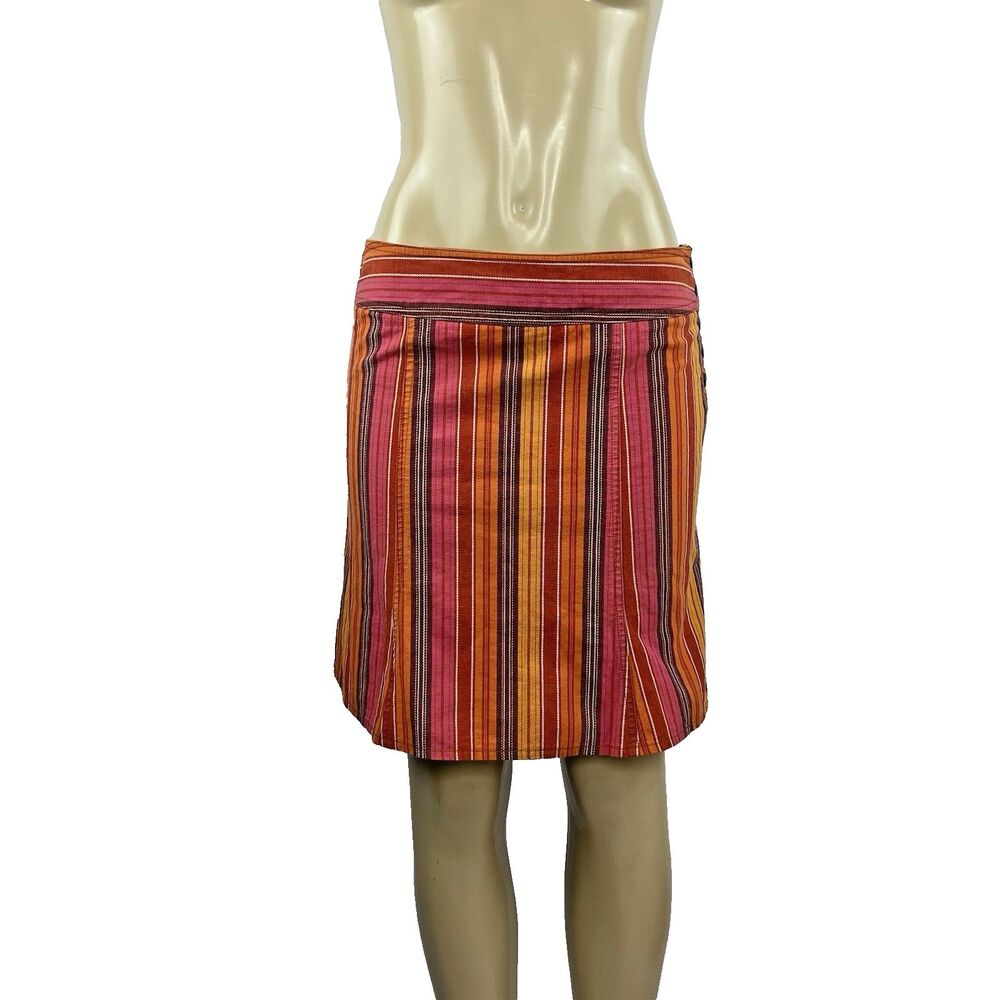 Nanette Lepore Y2K Skirt Vintage Size 8 Colorful Stripe Autumn Fall Mini Preppy